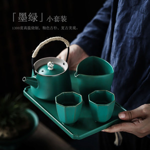 Shangyan Kung Fu Tea Set Stoneware Teapot With Lid 1300C High <b>Temperature</b> Burned For Afternoon Tea Brewing - Product Image 2