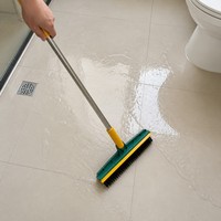 Brosse de sol de salle de bain avec manche télescopique, tête rotative, poils en nylon, nettoyeur de joints, outil de lavage de sol multi-usages pour la maison
