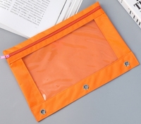 Mignon Couleur Stock Classeur Crayon Cas Sac 3 Trous Reliure À Anneaux avec Grande Capacité et Clair Fenêtres Fermeture Éclair Trousse À Crayons
