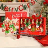 Factory Direct OEM Christmas Candy Lollipop Box-Hard Sweet Coated Fruity Gummy Candy Canes with Sugar Snack