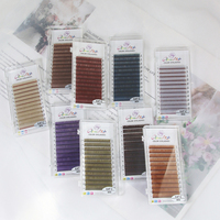 Extensions de cils GLAMLASH colorées : bleu lac, lavande, cannelle, vert foncé, matcha, gris naturel, faux cils colorés, bordeaux