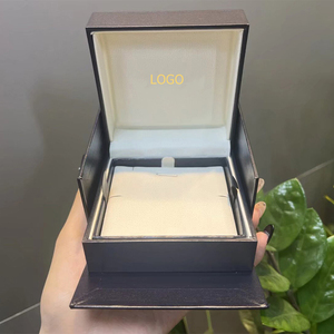 Luxury <b>Black</b> Double Door Watch Gift <b>Box</b> Customized Logo Velvet Lined Wrist Watch Bracelet Bangle Display Packaging <b>Box</b> - Product Image 1