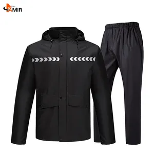 Chubasquero negro impermeable para hombre, tela de nailon, PU, pvc, entrega de comida, para motocicleta