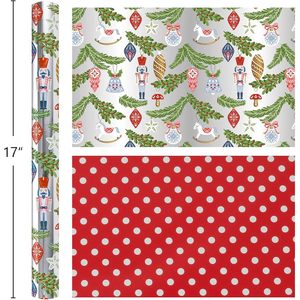 Burymento Christmas <b>Wrapping</b> <b>Paper</b> Reversible Silver Nutcrackers 17 In X 32.8 Ft Gift Craft Packaging - Product Image 4
