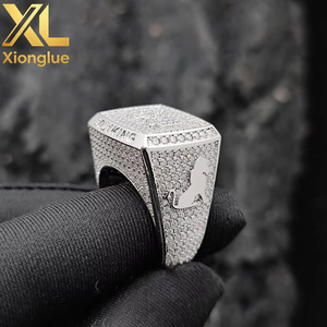 Hot Selling Man's Hip Hop Moissanite Diamond <b>Ring</b> DJ Letter Pave Setting White Gold Round Brilliant Cut Party Wear Classic <b>Ring</b> - Product Image 1
