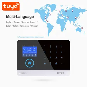 2022 Nouvel An Promotion Date Tuya Smart Home Alarmes WIFI + GSM Système D'alarme De Sécurité avec Écran LCD PST-WG103T