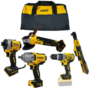 Bộ dụng cụ kết hợp 15 món <span class=keywords><strong>5</strong></span> trong 1 màu vàng, nhựa, không dây, pin Lithium 20V, gồm máy vặn bu lông, máy mài góc, tua vít, dụng cụ tác động - Product Image 4