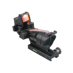 战术真光纤瞄准镜4X32，带红点瞄准镜适合20毫米狩猎瞄准镜