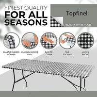 Nappe de table pliante en plastique imperméable, nappe en vinyle avec dos en flanelle, nappe ajustée pour les fêtes de Noël avec bord élastique
