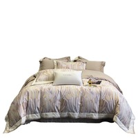 Parure de lit 4 pièces en coton peigné à longues fibres, 100 fils, couleur unie, épaisse et chaude, pour lit – Luxe léger