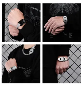 Pulseira personalizada de aço inoxidável, bracelete para homens da moda, lobo de jóias, festa, pulseira de prata