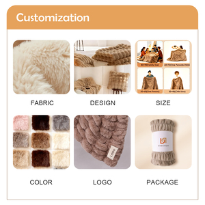 Couverture en Sherpa double face, sur mesure OEM, épaisse, chaude, douce, lestée, en fausse fourrure <span class=keywords><strong>tricot</strong></span>ée pour la décoration intérieure - Product Image 6