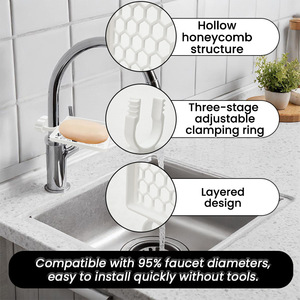 Soporte portátil de plástico para grifo, organizador de paños de cocina extraíble, estante de drenaje para fregadero, utensilios de cocina - Product Image 2