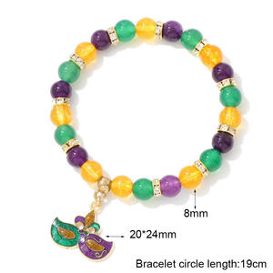 8mm新作トレンド記念日プロムブレスレット 恋人向け アメジストストーンビーズ オイルドロップマスクペンダント ジェムストーンブレスレット - Product Image 5