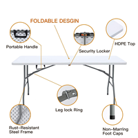 Vente chaude Portable Table Pliante Extérieure Table De Jardin Pliable 6ft Tables Rondes En Plastique Blanc et Chaises pour Événements Fête