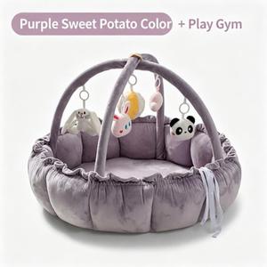 Tapis d'éveil rond portable pour bébé, tapis d'activités pour nourrissons, coussin doux en peluche imprimé, lit de sol pour crèche toutes saisons - Product Image 3