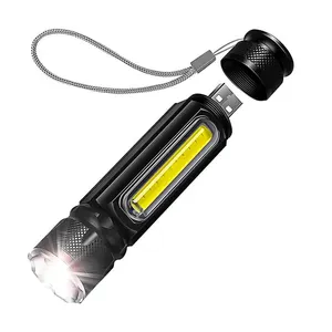 T6 Strong Light LED Rechargeable USB Flashlight Aluminum Body Magnetic Torch Zoomable COB Zoom Highlight For Outdoor Lighting