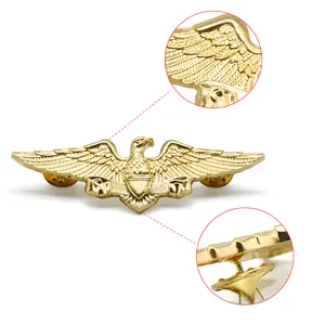 Oem Manufacturer Wholesale Personalized Custom Logo Metal Wings Gold Lapel Pin Badges