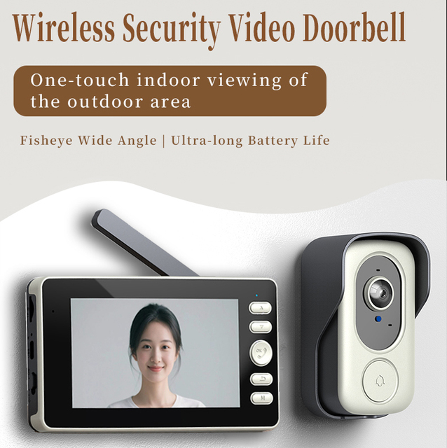 Doorbell & Video Battery Security Camera Wireless hd 1080p 4.3inch Screen Motion Detect Body Tracking Phone Security Camera