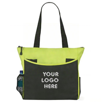 Sac fourre-tout réutilisable décontracté pour conférence, personnalisé, en polyester, imperméable, avec fermeture éclair, pour femme, à porter à l'épaule, impression personnalisée, pour salon professionnel