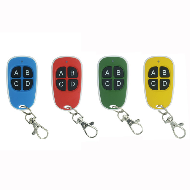 Blue Universal Wireless Remote Control with Learning Code EV1527 Chip RF Garage Door Remote 30m Range AAA Battery 4 Buttons