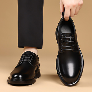 Zapatos de vestir de cuero suave para hombre, negros, con cordones, formales, para boda, negocios, oficina, juveniles, casuales, modernos, tipo Oxford - Product Image 3