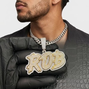 Pendentif personnalisé Hip Hop en moissanite, pendentif lettre pré<span class=keywords><strong>nom</strong></span>, joli pendentif personnalisé en argent 925 glacé avec moissanite - Product Image 6