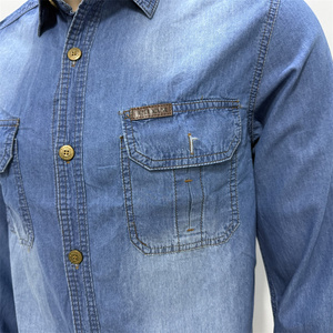 <span class=keywords><strong>Camicia</strong></span> da <span class=keywords><strong>Uomo</strong></span> in <span class=keywords><strong>Jeans</strong></span> Autunnale Casual Quotidiana in Cotone con Colletto Alto Button-Up a Maniche Lunghe Traspirante e Vestibilità <span class=keywords><strong>Slim</strong></span> - Product Image 5