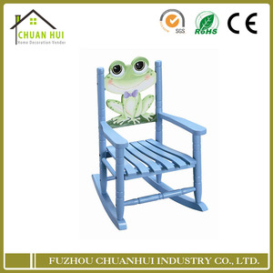 Silla Mecedora para Niños de Madera de Álamo, Diseño de Rana Azul, Mecedora de Madera para Niños Pequeños, para Sala de Estar o Cuarto de Niños, Segura, No Tóxica, con Lindo Estampado de Animales - Product Image 1