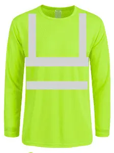 Camiseta de segurança reflexiva camisa azul de trabalho de manga comprida poliéster verde T 50/50