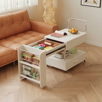 Table basse en bois minimaliste avec roulettes, plateau relevable et hauteur réglable - Meuble de salon durable et écologique fabriqué en Chine
