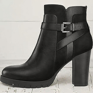 Botas de Plataforma Impermeables para Mujer, con Hebilla, Punta Redonda, Tacón Grueso, para Invierno y Otoño - Product Image 3