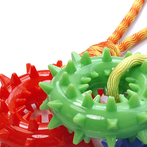 Giocattolo interattivo da masticare per animali domestici, resistente, elastico, palle galleggianti, in gomma morbida, per denti di cane, che stridono giocattoli, scatola di corda - Product Image 1