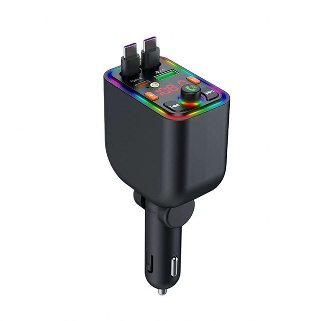 Manufacturer 120W Car Charger Digital Display Fast Pengisi Daya Power-off Memory Extendable Cable 4-in-1car Charger
