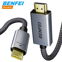 Câble BENFEI USB C vers HD MI 2.1 8K 60Hz, 4K 240Hz, 6 pieds, coque en aluminium, tressé en nylon