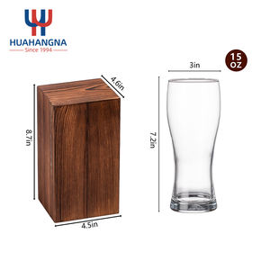 Logotipo personalizado 15oz Transparente Beber Trigo Pint Pilsner <span class=keywords><strong>Beer</strong></span> <span class=keywords><strong>Glass</strong></span> com Madeira Gift Box Opener para Casamento Aniversário Celebração - Product Image 2