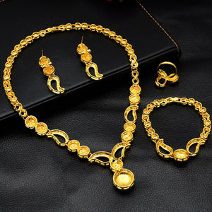 دبي الفاخرة النيجيري الزفاف القلائد الذهبية للنساء مجموعة مجوهرات الزفاف مجموعات مجوهرات الزفاف الهندي الطرف المجوهرات هدايا الخطوبة - Product Image 1