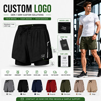 Pantalones Cortos Deportivos 2 en 1 para Hombre con Logotipo Personalizado OEM, de Secado Rápido, Profesionales, para Gimnasio y Entrenamiento, con Forro de Compresión