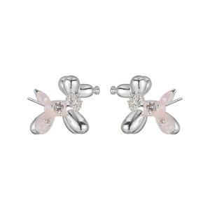 <b>Balloon</b> Dog Stud Earrings S925 <b>Silver</b> Zircon Animal Shape Gift Jewelry - Product Image 5
