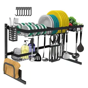 Lavabo bulaşık kurutma rafı üzerinde, depolama için ayarlanabilir süzgeç, mutfak sayacı organizasyon, paslanmaz çelik