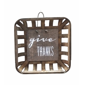 Panier à tabac Home Square, <span class=keywords><strong>24</strong></span> pouces, bois foncé, décoration murale en copeaux de bois, décoration de ferme tissée - Product Image 2