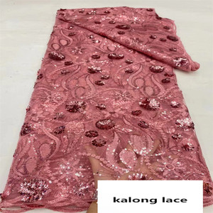 130 Cm Brede Milieuvriendelijke Wateroplosbare Geborduurde Pailletten Kant Stof 100% Polyester Voor Meisjes Trouwjurken - Product Image 3