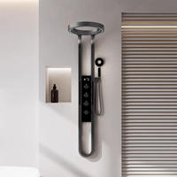 Système de douche mural en acier inoxydable avec affichage LED intelligent, robinet en céramique, jets de pluie, spa, massage, cascade pour hôtels et villas