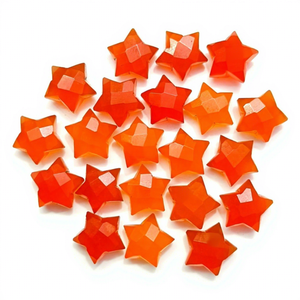 Carnelian naturel taillé en étoile à facettes 10 mm, pierre précieuse sculptée à la main, briolette, pierre brute sculptée pour la fabrication de bijoux, vente en gros en vrac - Product Image 1
