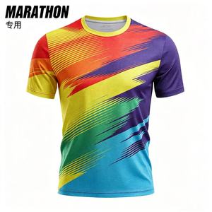 OEM Custom logo Digital Print Knitted Sporty Marathon Team Event Promotion Men's T-Shirt Polyester Running Gym Dry-Fit Sport Tee - Product Image 1