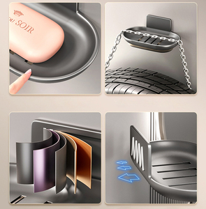 Portasapone creativo in <span class=keywords><strong>alluminio</strong></span> con vassoio di drenaggio staccabile portasapone Anti-pozzanghera montato a parete - Product Image 2