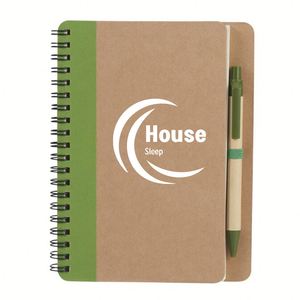 Carnet à spirales promotionnel personnalisé, écologique, 5x7 pouces, avec stylo - Product Image 1