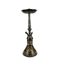 Hookah Shisha Khalil Mamoon Asli Buatan Tangan Mesir Warna Dark Chrome dengan Inti Kuningan (76 cm)