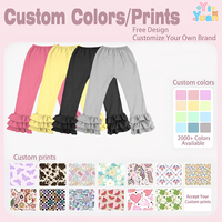 Pantalones acampanados para niñas, color amarillo claro, con triple capa de volantes, cintura elástica, sueltos, rectos, informales, para primavera