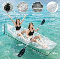 Bateau transparent en PVC, kayak pliable transparent 2 places pour la pêche, le tourisme et les activités aquatiques en plein air